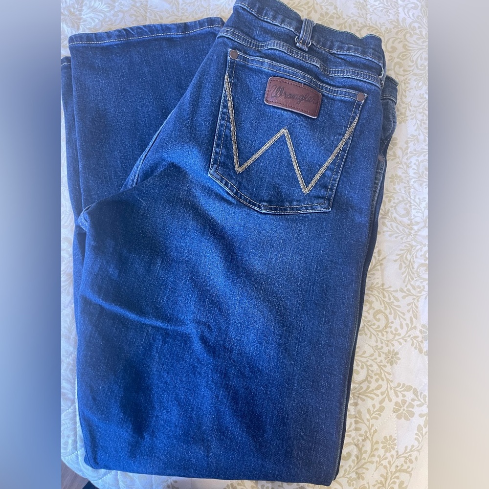 Wrangler Retro Slim Straight Jeans | Size 38x32 | Dark Wash Stretch Denim